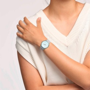 Swatch Aurora Sky Plastic Blau | AIQSBY-375